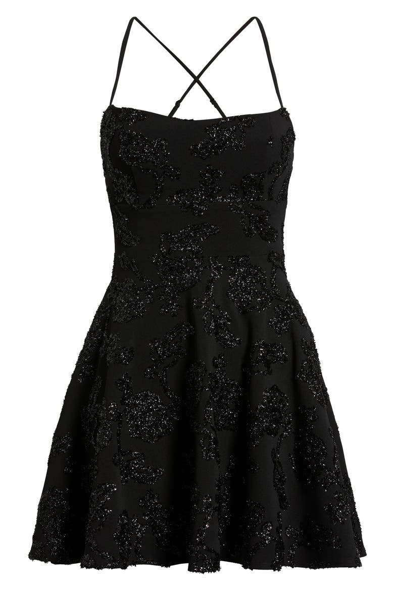 Embroidered Sequin Minidress, Alternate, color, BLACK