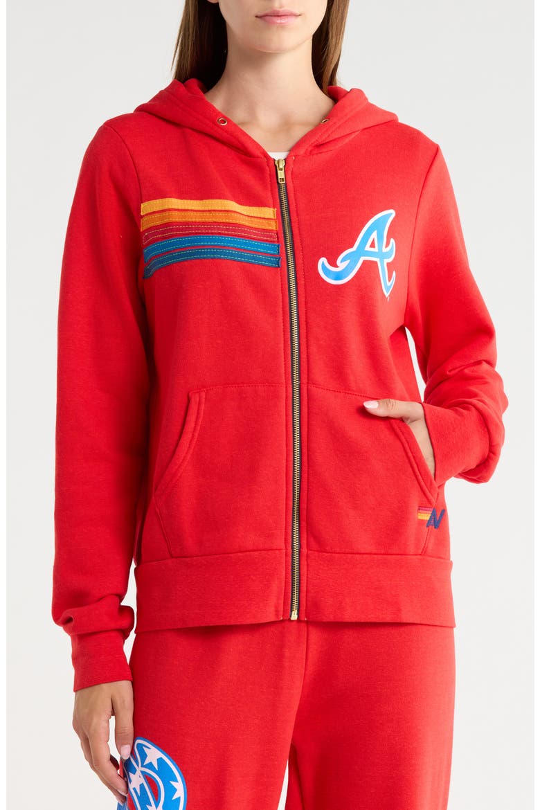 Atlanta Braves Full Zip Graphic Hoodie, Alternate, color, RED
