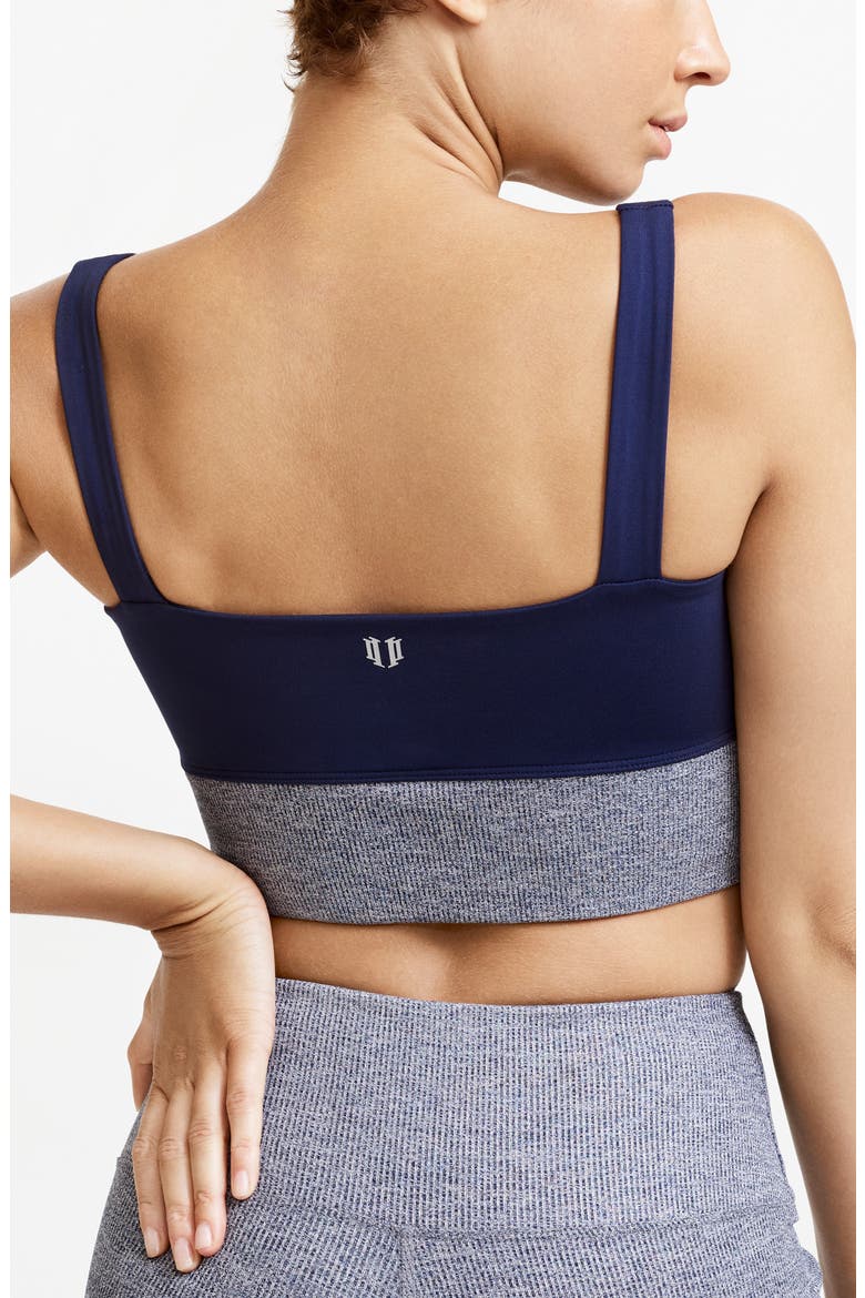 The Glow Up by EleVen by Venus Williams x K-Swiss All That Shimmers Tennis Sports Bra, Alternate, color, ADMIRAL NAVY