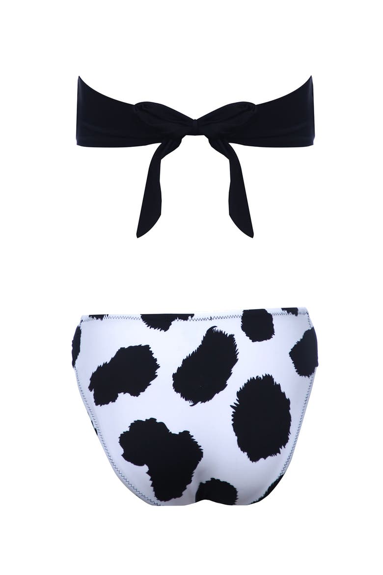 Kids' Straplez Cow Print Two Piece Bikini, Alternate, color, White-Black