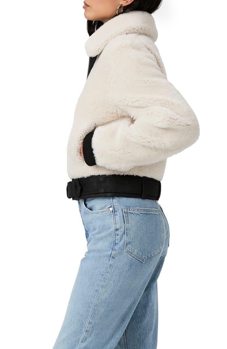 PAIGE Rhone Genuine Shearling & Suede Jacket, Alternate, color, Ecru/ Black