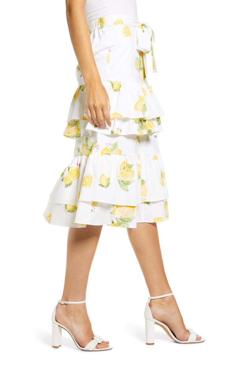 Lemon Tiered Ruffle Skirt, Alternate, color, YELLOW MAIZE LEMON PRINT