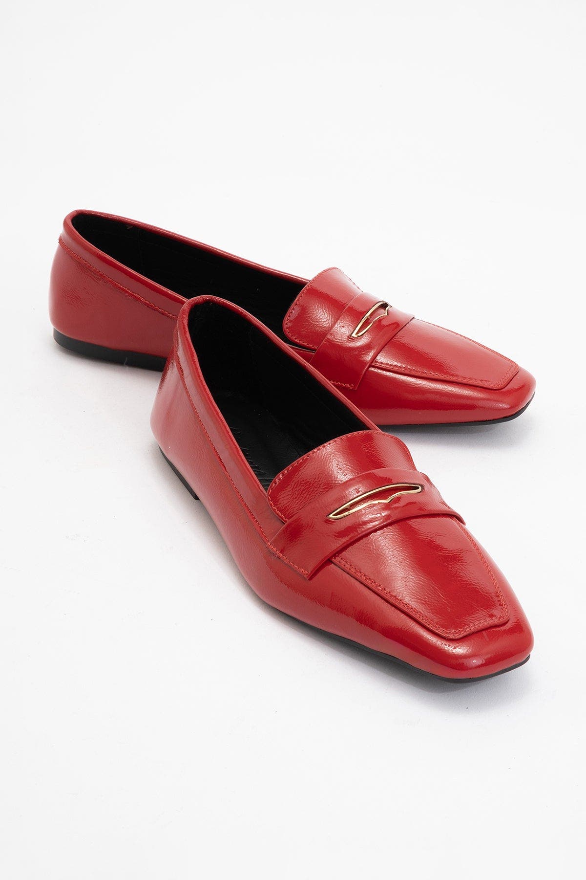 Iridessa Leather Flat Loafers, Alternate, color, Red Patent Leather