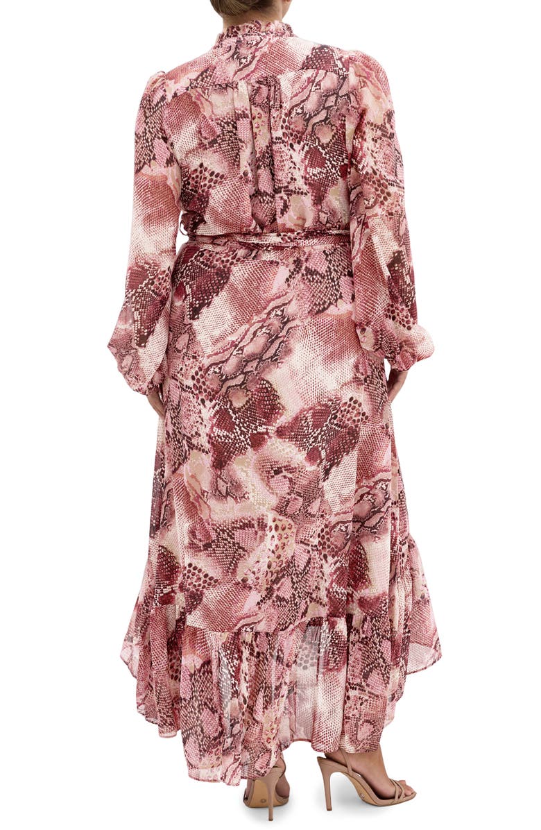 City Chic Instinct Snakeskin Print Long Sleeve Wrap Dress, Alternate, color, Viper