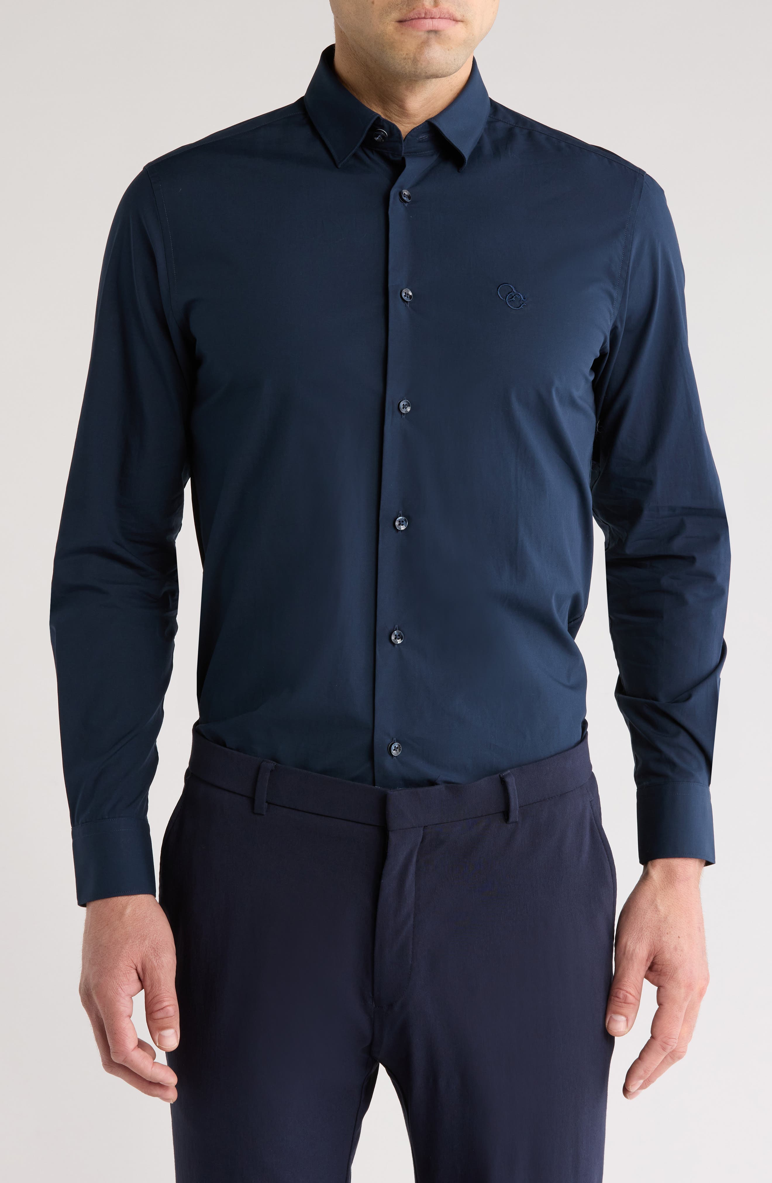 Cavalli Class Slim Fit Stretch Cotton Dress Shirt