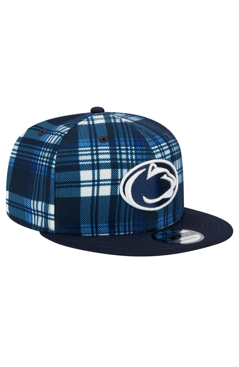 New Era Men's New Era Navy Penn State Nittany Lions Plaid 9FIFTY Snapback Hat, Alternate, color, Navy