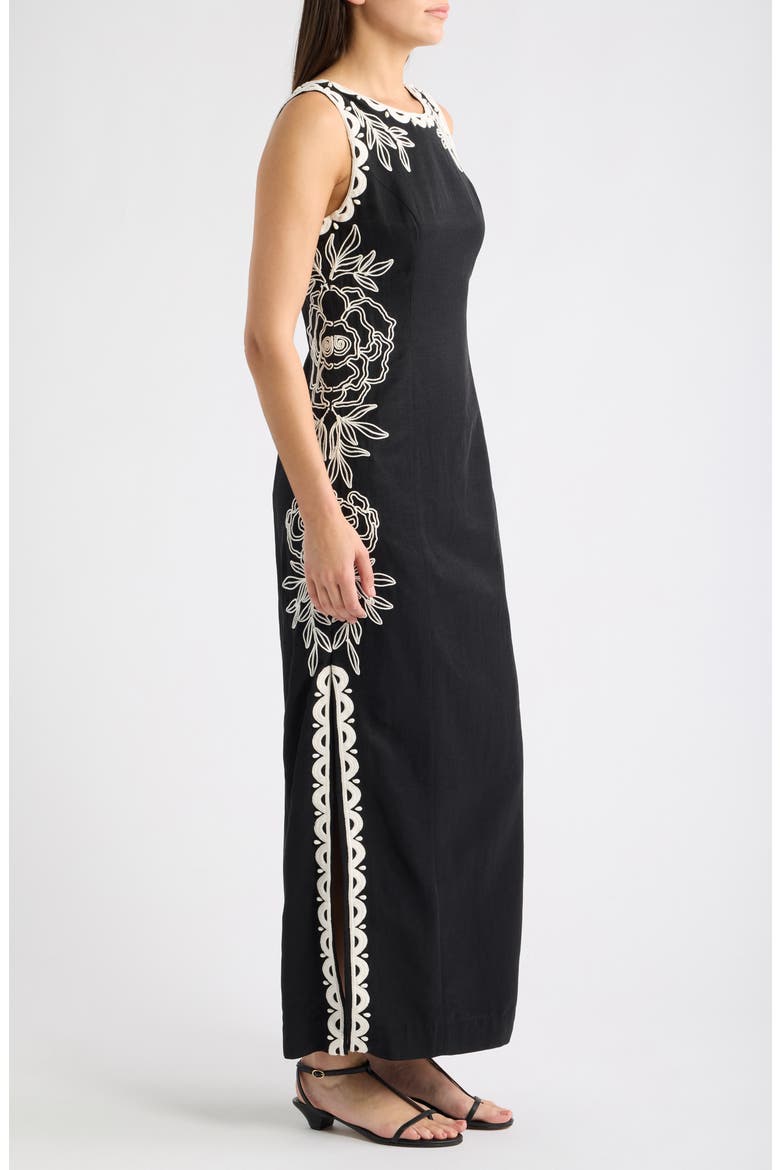 Messina Embellished Cotton Blend Sheath Dress, Alternate, color, NOIR