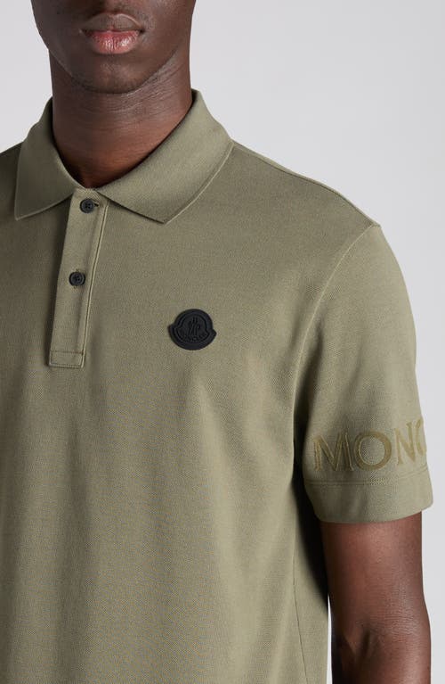 Moncler Logo-embroidered Polo Shirt In Green