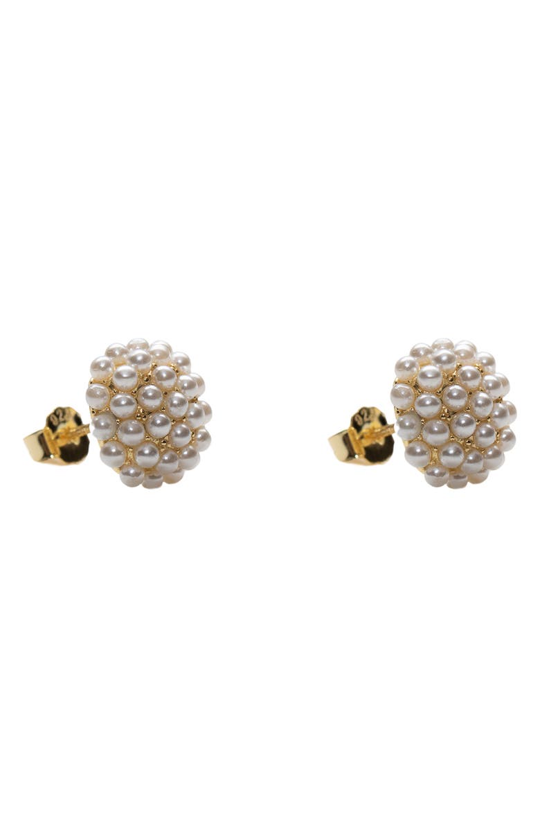 Argento Vivo Sterling Silver Faux Pearl Burst Stud Earrings, Main, color, 
