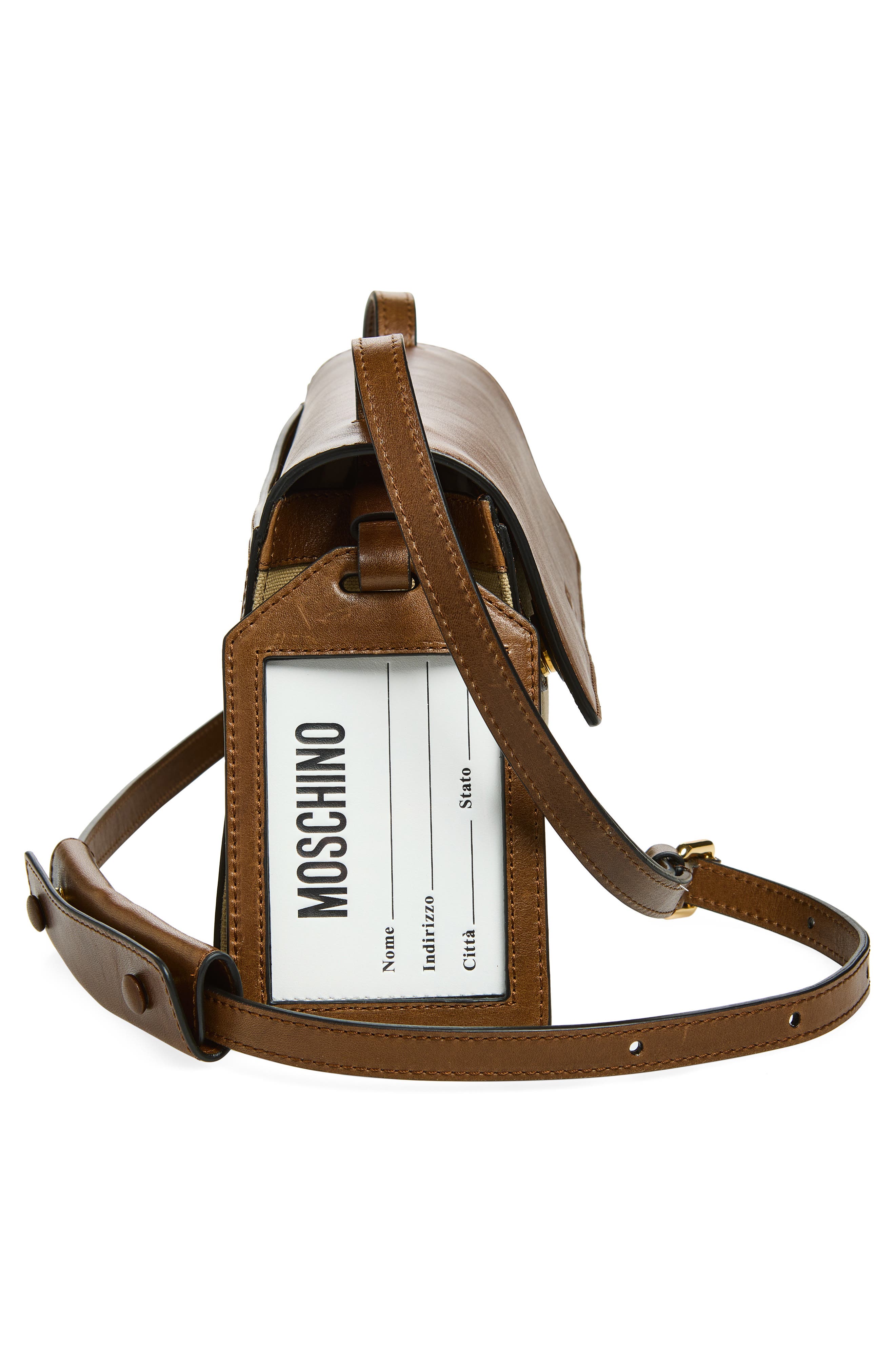 Moschino ID Leather & Canvas Crossbody Bag, Alternate, color, Natural/ Hide 10A Oo9