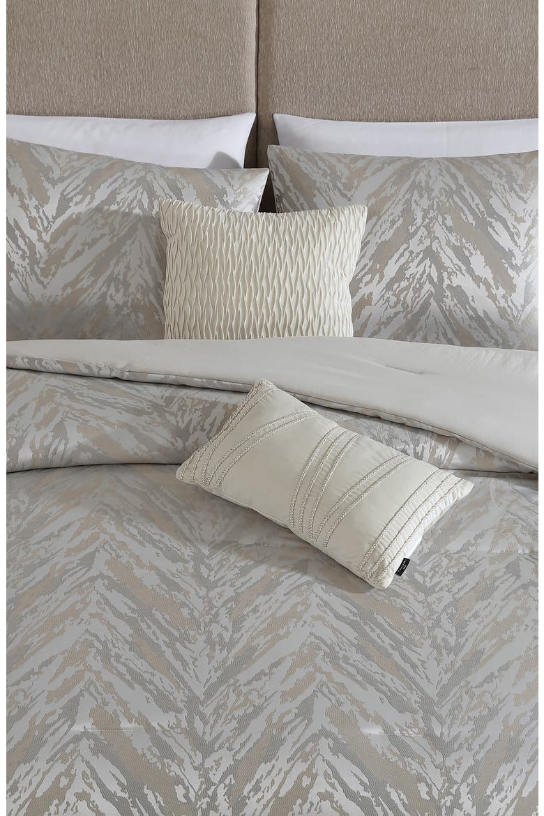 Halston 5-Piece King Comforter Set, Alternate, color, TAUPE
