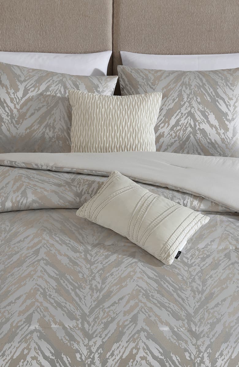 Tahari Halston 5-Piece King Comforter Set, Alternate, color, Taupe