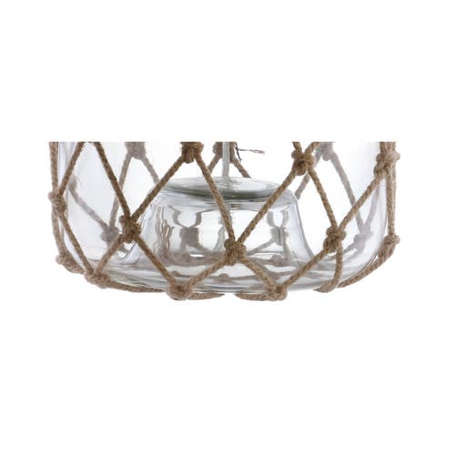 JONATHAN Y JONATHAN Y MER 26.5" GLASS AND ROPE LED TABLE LAMP, BROWN/CLEAR 