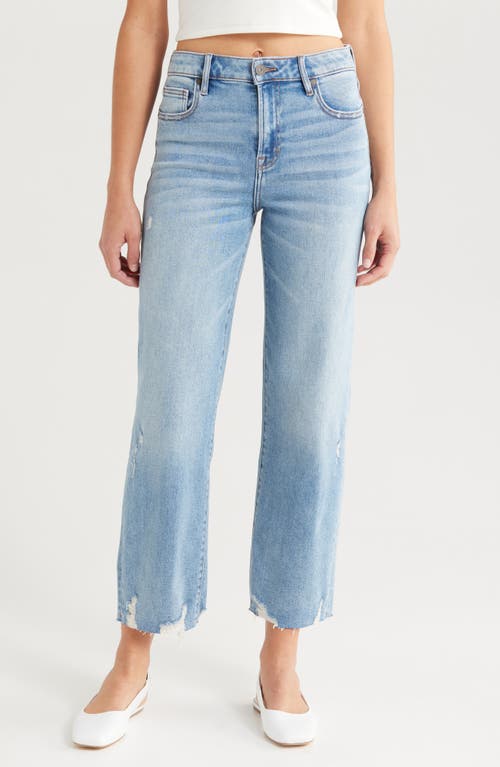 HIDDEN JEANS High Waist Raw Hem Ankle Straight Leg Jeans in Light Wash 