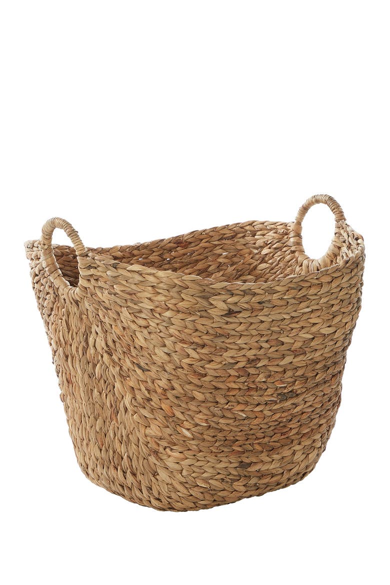 Brown Seagrass Contemporary Storage Basket with Ring Handles, Alternate, color, BROWN
