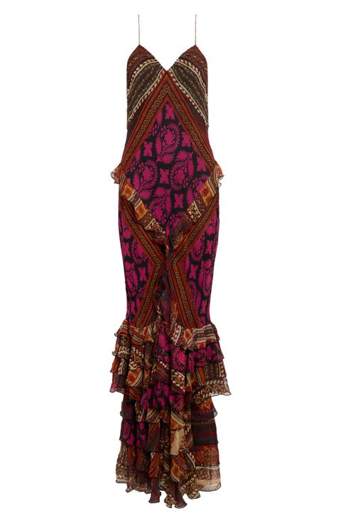 Nadia Printed Silk Maxi Gown