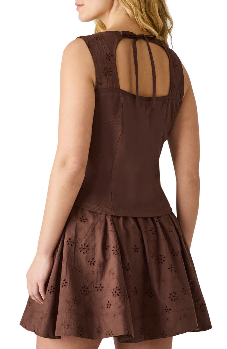 Steve Madden Dixie Embroidered Sleeveless Minidress, Alternate, color, Walnut