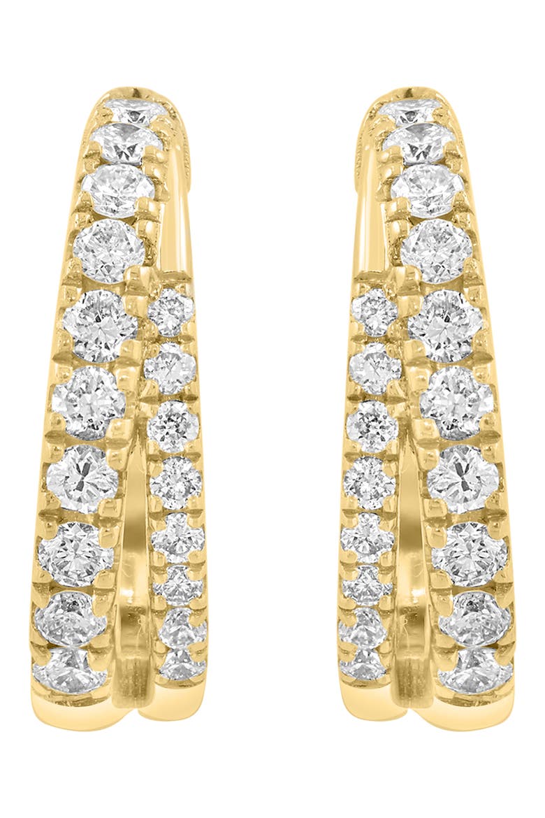 14K Gold Plated Sterling Silver Diamond Hoop Earrings, Alternate, color, GOLD