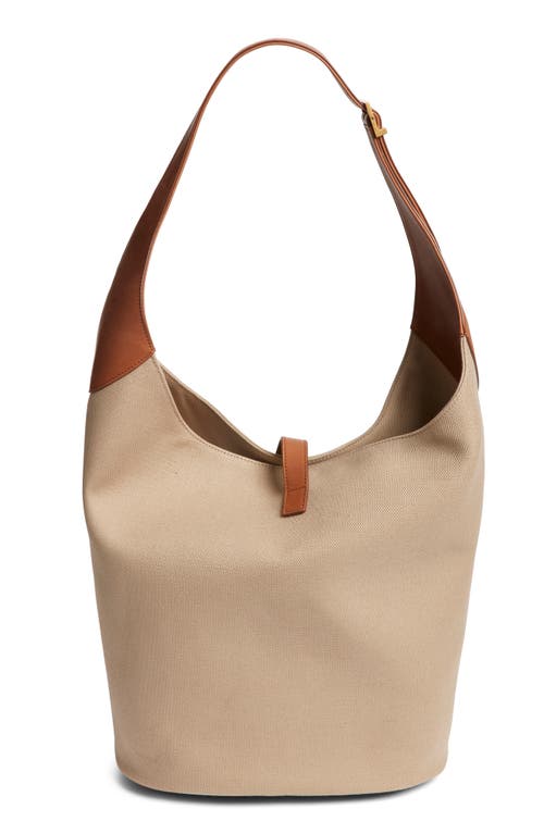 Saint Laurent Le 5 À 7 Canvas & Leather Hobo Bag In Brown