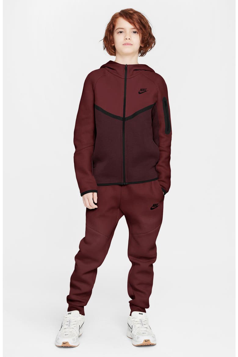 Kids' Sportswear Tech Fleece Full Zip Jacket, Alternate, color, BURGUNDY CRUSH/ RED/ BLACK