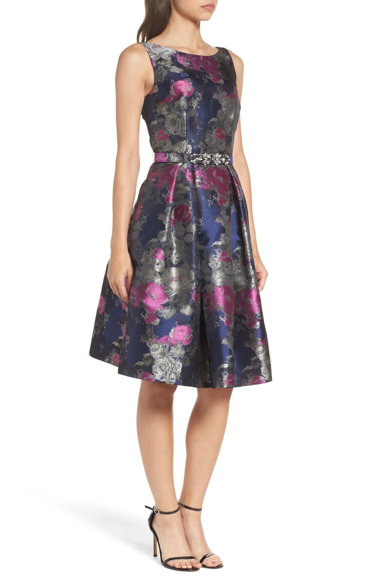Eliza J Jacquard Fit & Flare Dress, Alternate, color,