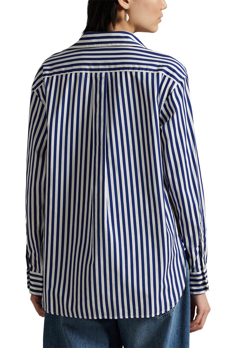Polo Ralph Lauren Stripe Relaxed Fit Cotton Button-Up Shirt, Alternate, color, 1323 Fall Royal/ White