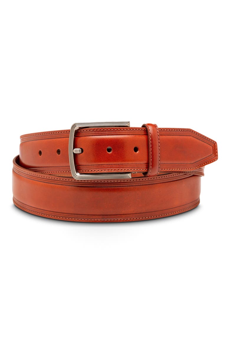 Sorento Leather Belt, Main, color, COGNAC