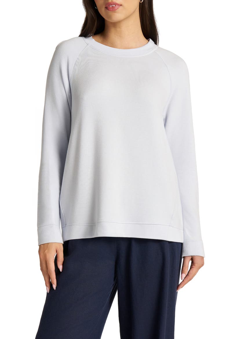 High-Low Fleece Sweatshirt, Main, color, ICE BLUE