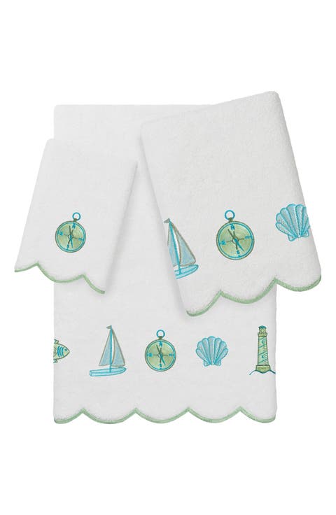 Sea Joy Scallop 3-Piece Embellished Towel Set