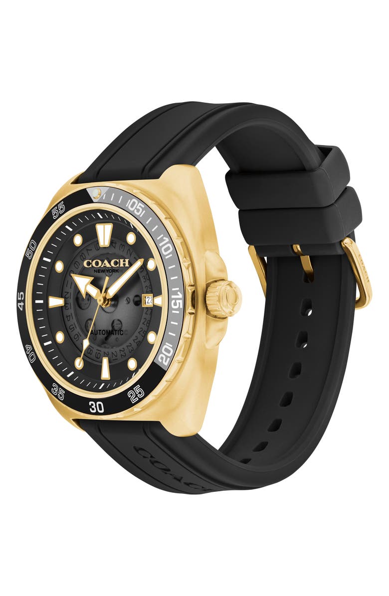 COACH Charter Silicone Strap Watch, 44.5mm, Alternate, color, Black