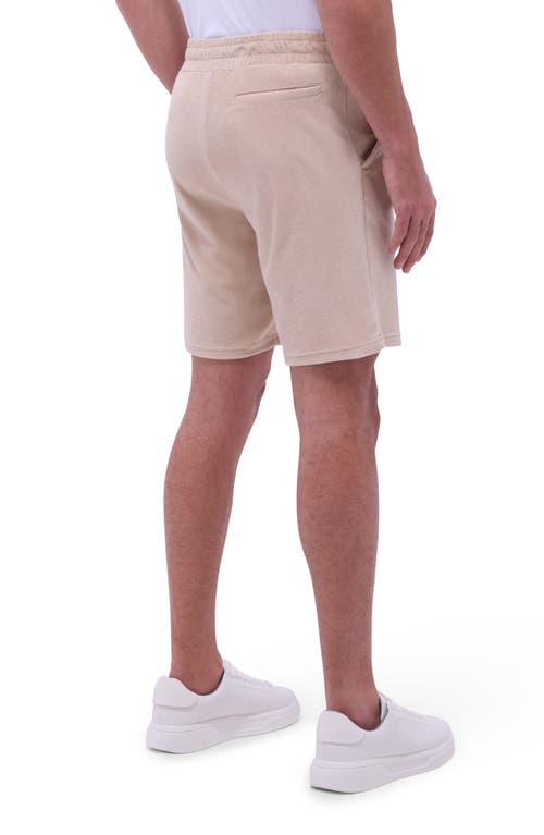 Bugatchi Cotton Blend French Terry Drawstring Shorts In Sand