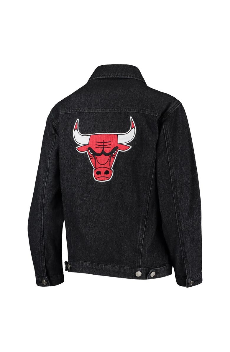 THE WILD COLLECTIVE Women's The Wild Collective Black Chicago Bulls Patch Denim Button-Up Jacket, Alternate, color, Black