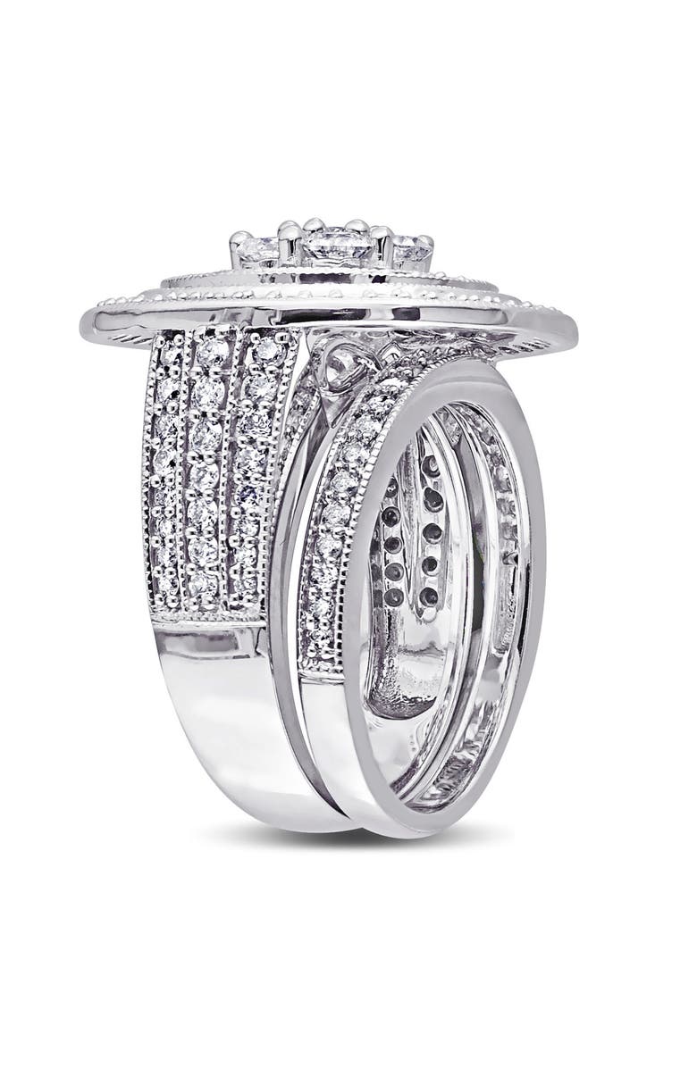 Julianna B. Diamond Double Halo Bridal Ring Set 10k, Alternate, color, 10K White Gold