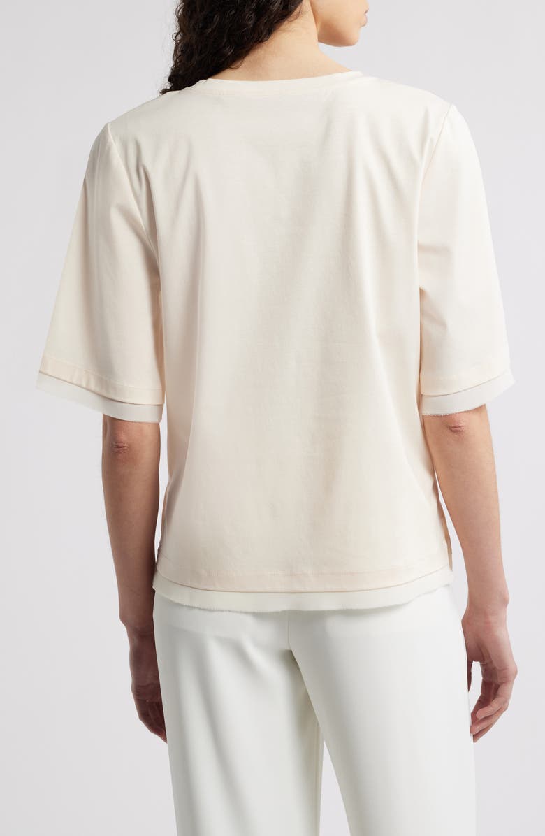 KOBI HALPERIN Chiffon Trim Cotton T-Shirt, Alternate, color, Ecru