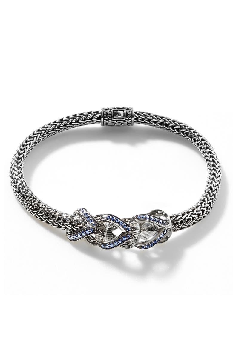 John Hardy Extra Small Asli Classic Chain Pavé Sapphire Bracelet, Main, color, 