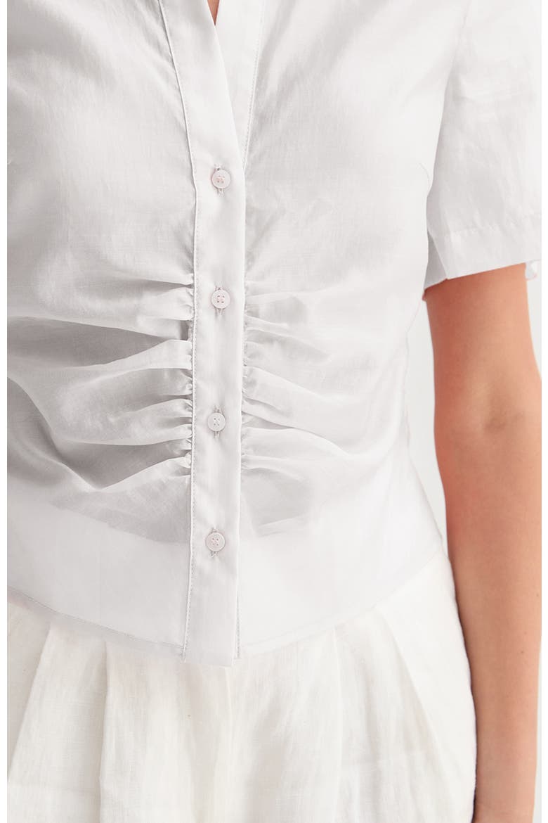 Tencel Blend Button Up Top, Alternate, color, White