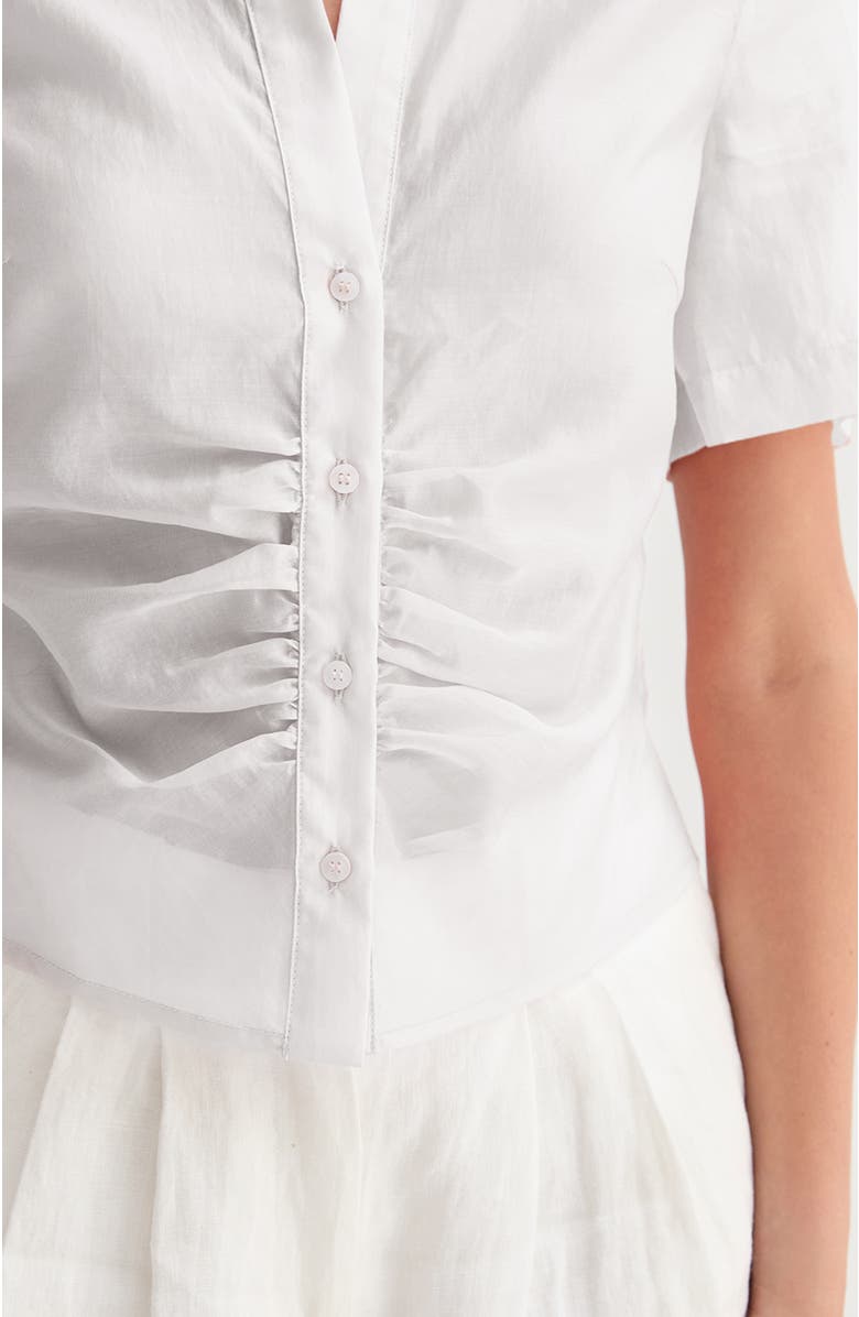 CRESCENT Tencel Blend Button Up Top, Alternate, color, White