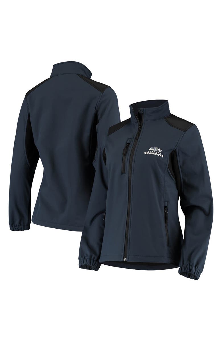 DUNBROOKE Women's Dunbrooke Navy Seattle Seahawks Softshell Fleece Full-Zip Jacket, Main, color,