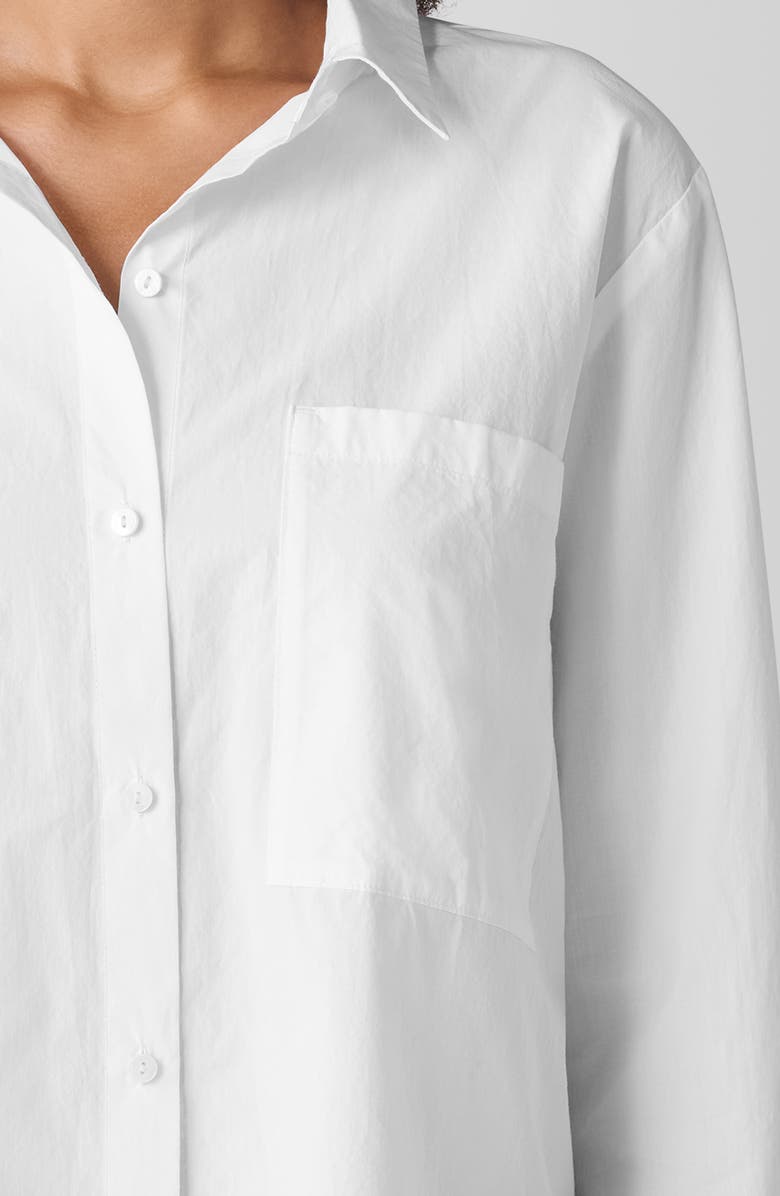 Eileen Fisher Classic Long Organic Cotton Button-Up Shirt, Alternate, color,