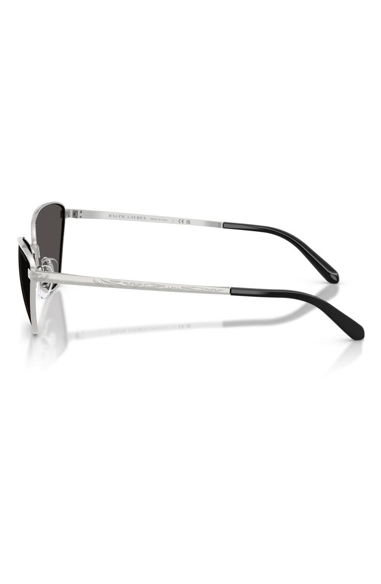 Ralph Lauren 60mm Rectangular Sunglasses, Alternate, color, Shiny Silver / Dark Grey