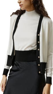 Lilysilk Women's Gemini Cashmere Cardigan with Contrasting Hem