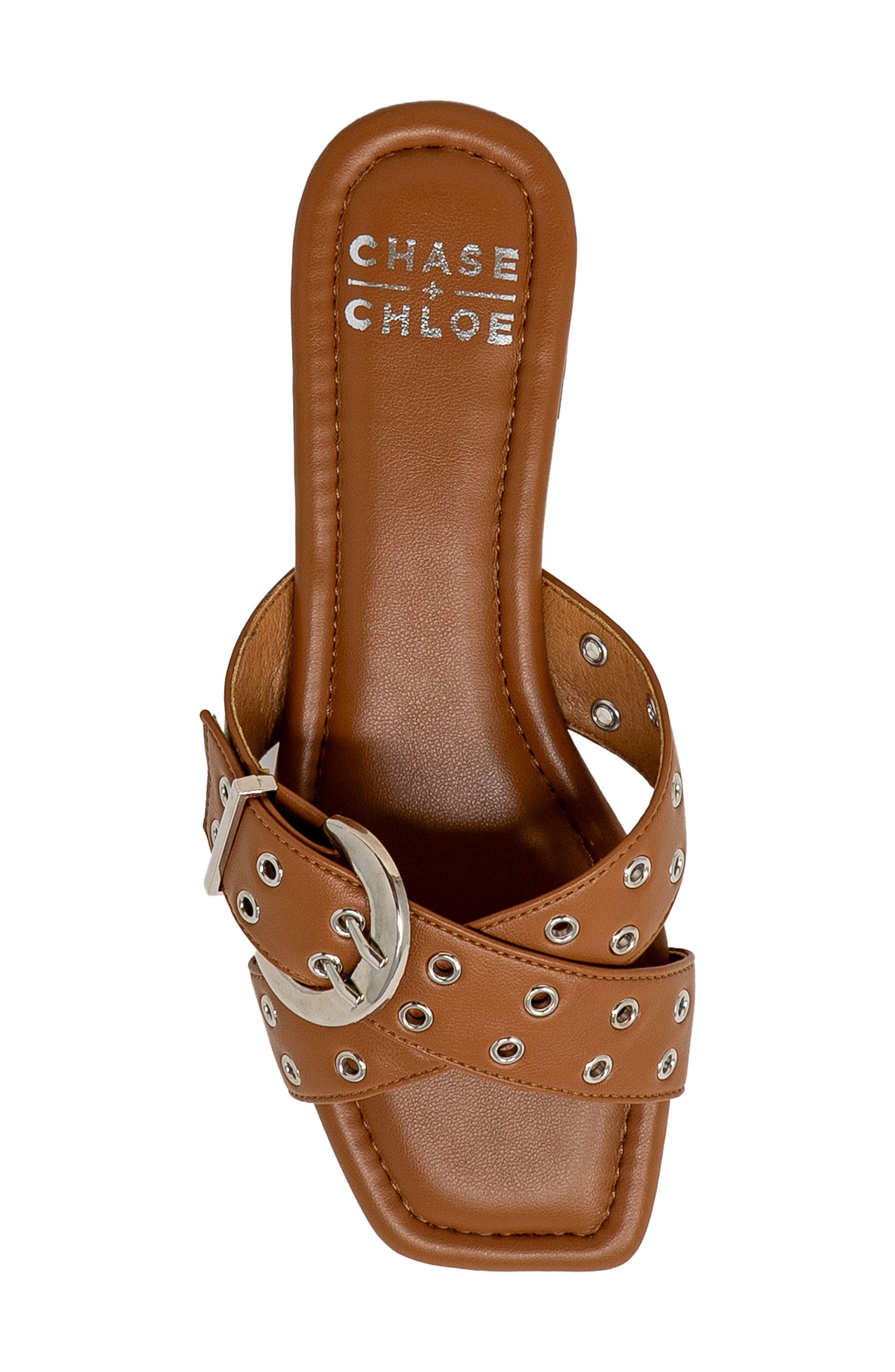 Grommet Cross Strap Slide Sandal, Alternate, color, TAN PU