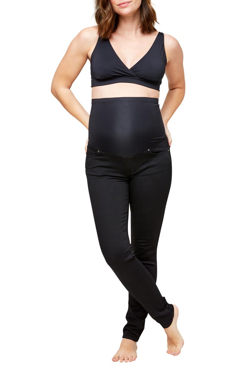 Soho Skinny Over the Bump Maternity Jeans, Alternate, color, BLACK