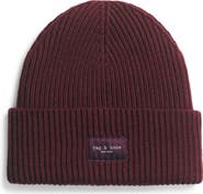 rag & bone Blake Logo Patch Wool Blend Rib Beanie