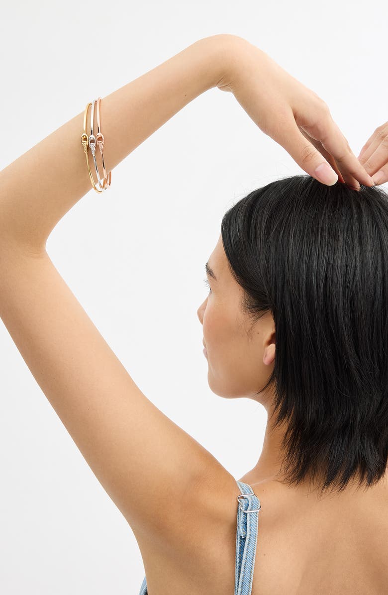 COACH Set of 3 Pavé Logo Link Bangles, Alternate, color, Tritone- Gold/ Rhodium/