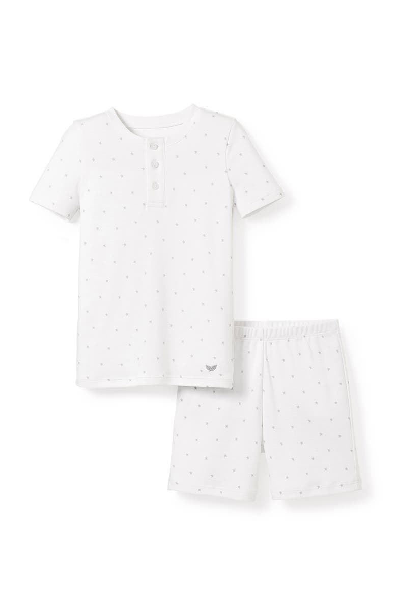Petite Plume Kids' Star Print Fitted Two-Piece Pima Cotton Short Pajamas, Main, color, White