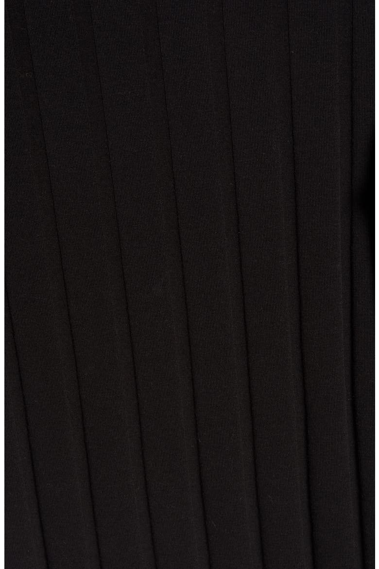 Lettuce Edge Ribbed Cotton Blend Turtleneck Top, Alternate, color, BLACK