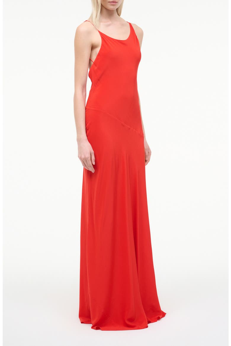 Toluca Asymmetric Neck Silk Gown, Alternate, color, RED ROSE