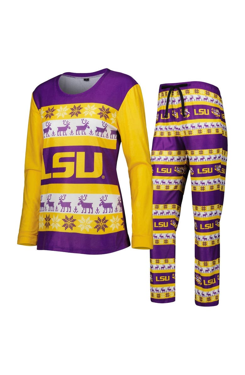 FOCO Women's FOCO Purple LSU Tigers Ugly Long Sleeve T-Shirt & Pajama Pants Sleep Set, Alternate, color, 