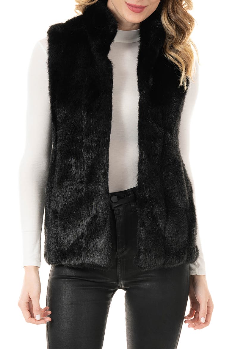Signature Series Hook Faux Fur Vest, Main, color, BLAMINK